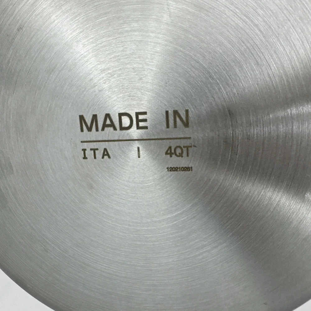 Made-In Cookware Italy 4 qt Stainless Saucepan Gold Handle W/Lid NEW